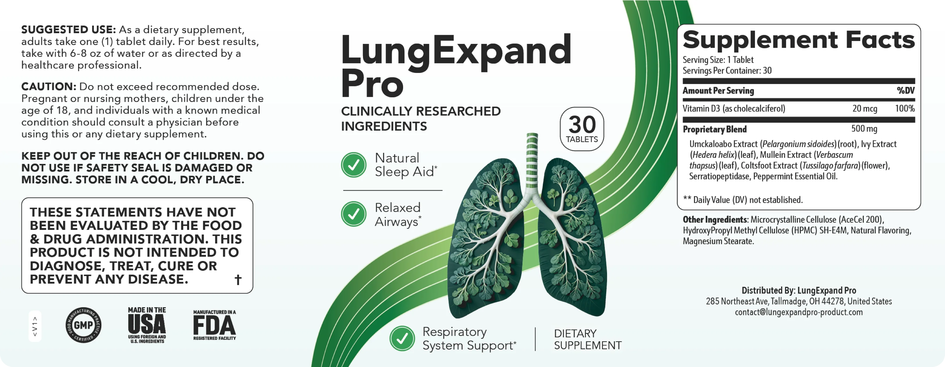 LungExpand Pro Product Label